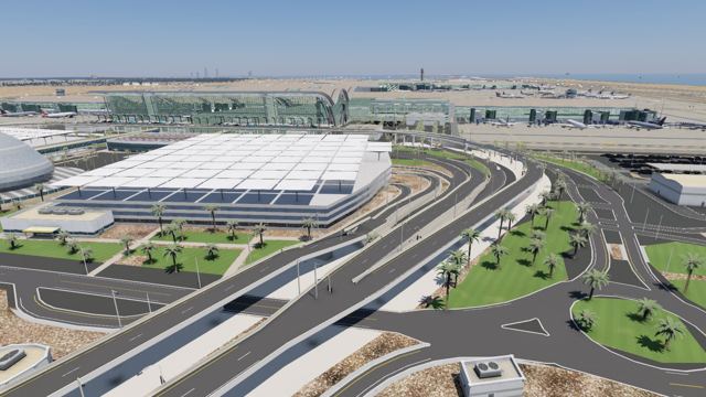 Entrance interchange and landside roads